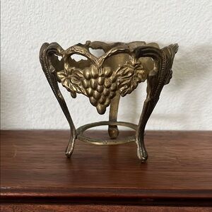 Elegant Gold Brass Metal Grape Design Candle Holder or Plant Holder